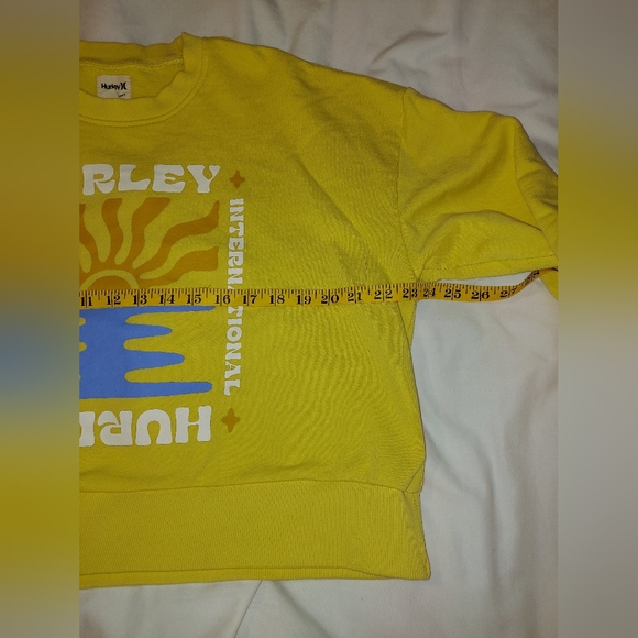 Hurley Cotton Cropped Boxy Skater Yellow Sun Graphic Sweatshirt - Picture 5 of 7